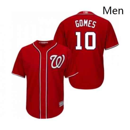 Mens Washington Nationals 10 Yan Gomes Replica Red Alternate 1 Cool Base Baseball Jersey